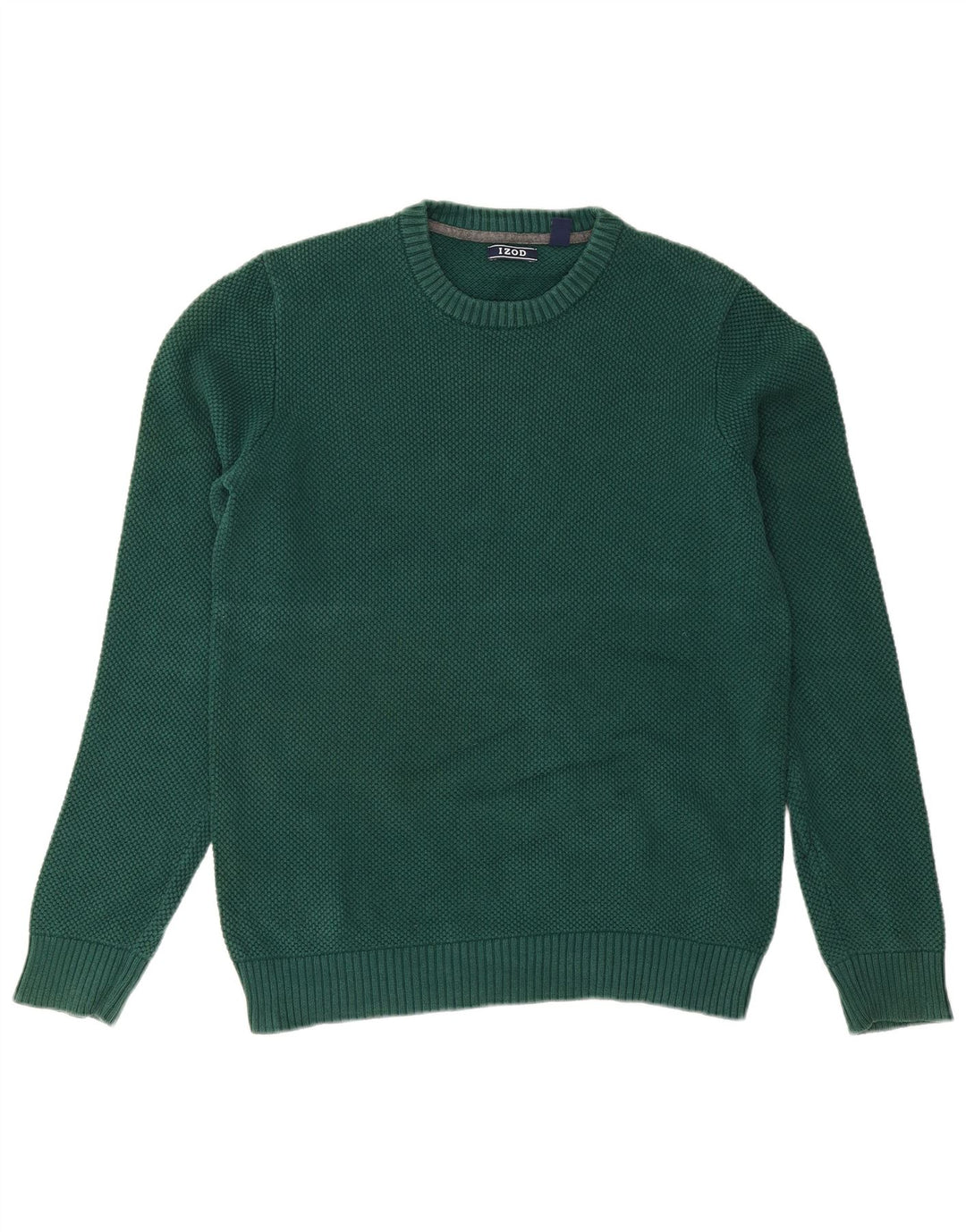 Izod Mens Crew Neck Jumper Sweater Medium Green Cotton
