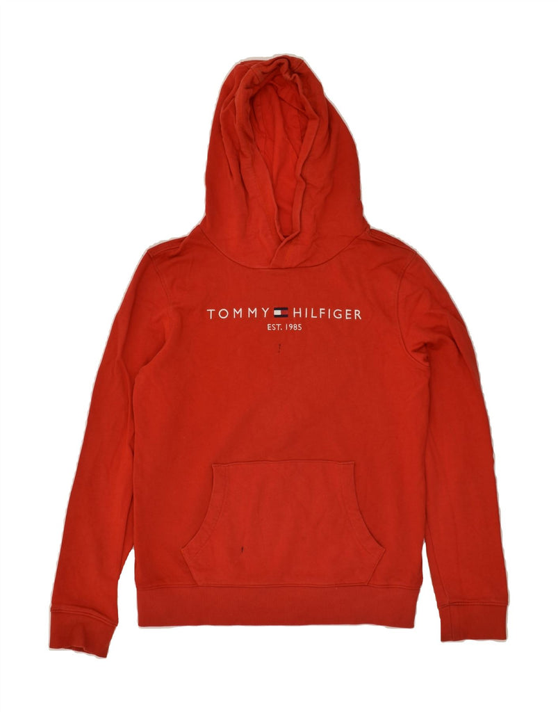 TOMMY HILFIGER Boys Graphic Hoodie Jumper 13-14 Years Red Cotton | Vintage Tommy Hilfiger | Thrift | Second-Hand Tommy Hilfiger | Used Clothing | Messina Hembry 