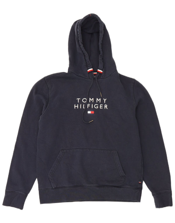 Tommy Hilfiger Mens Graphic Hoodie Jumper Small Navy Blue Cotton