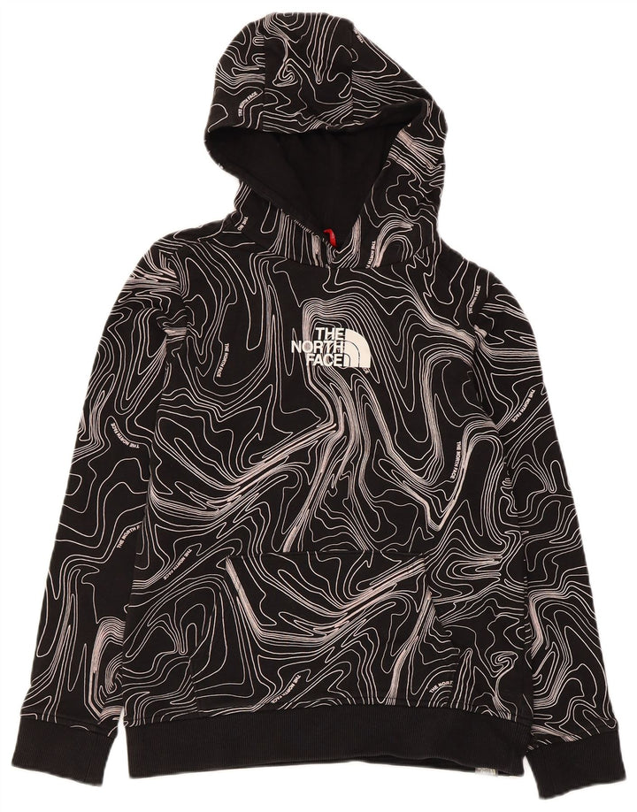 The North Face Boys Abstract Pattern Hoodie Jumper 11-12 Years Large Black