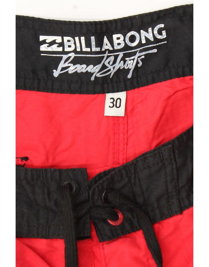 BILLABONG Mens Swimming Shorts Medium Red Colourblock Polyester Beach