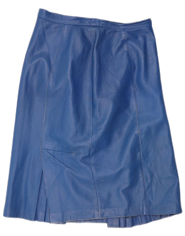VINTAGE Womens Leather Skirt IT 44 Medium W28 Blue Leather