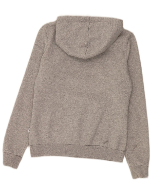 PUMA Womens Graphic Hoodie Jumper UK 10 Small Grey Flecked Cotton