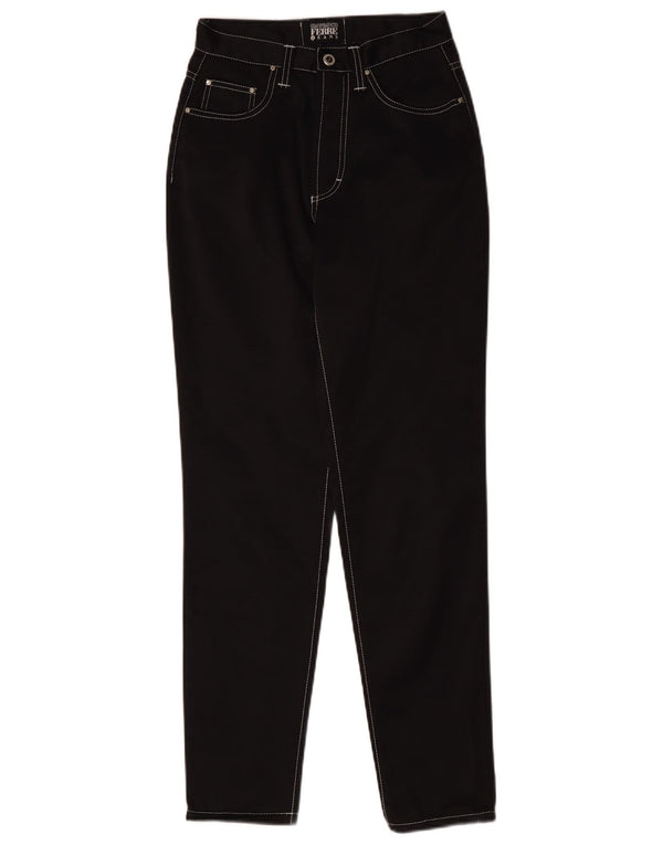 Ferre Womens High Waist Slim Fit Casual Trousers W29 L31 Black Cotton