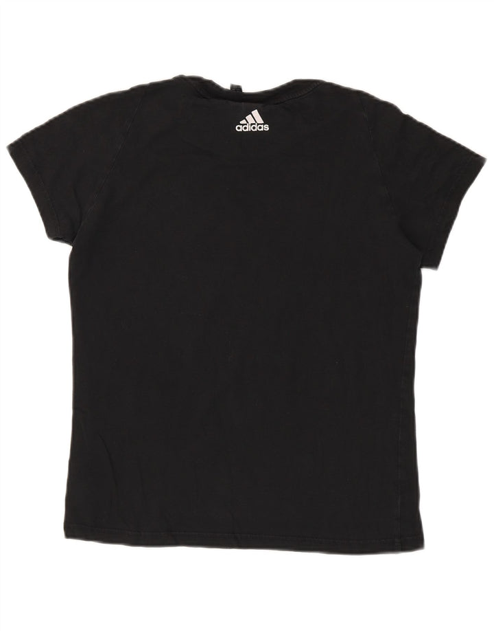 Adidas Womens Graphic T-Shirt Top UK 12 Medium Black Cotton