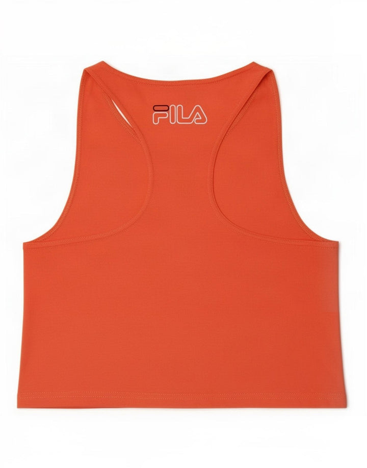 Fila Womens Graphic Crop Vest Top UK 12 Medium Orange Polyester