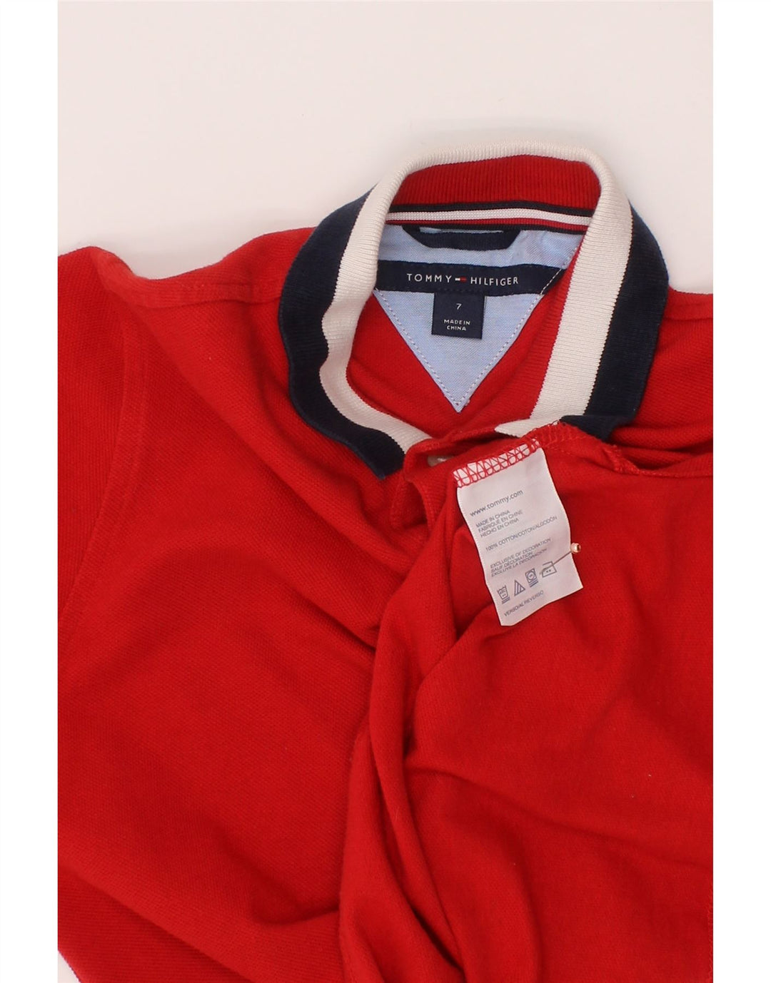 TOMMY HILFIGER Boys Graphic Polo Shirt 6-7 Years Red Cotton