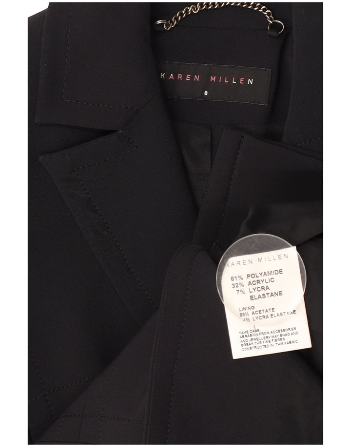 Karen Millen Womens 2 Button Blazer Jacket UK 8 Small Black Polyamide