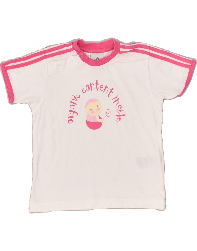 ADIDAS Baby Girls Graphic T-Shirt Top 12-18 Months White Cotton | Vintage Adidas | Thrift | Second-Hand Adidas | Used Clothing | Messina Hembry 