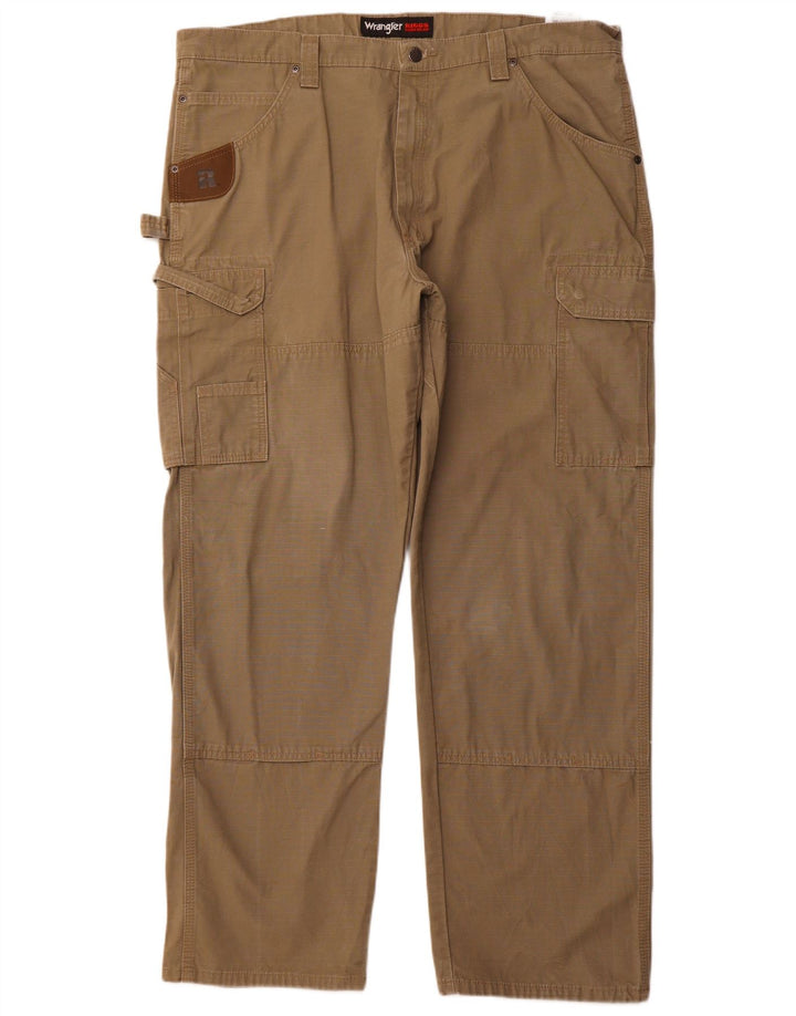 WRANGLER Mens Straight Cargo Trousers W40 L32 Beige Cotton
