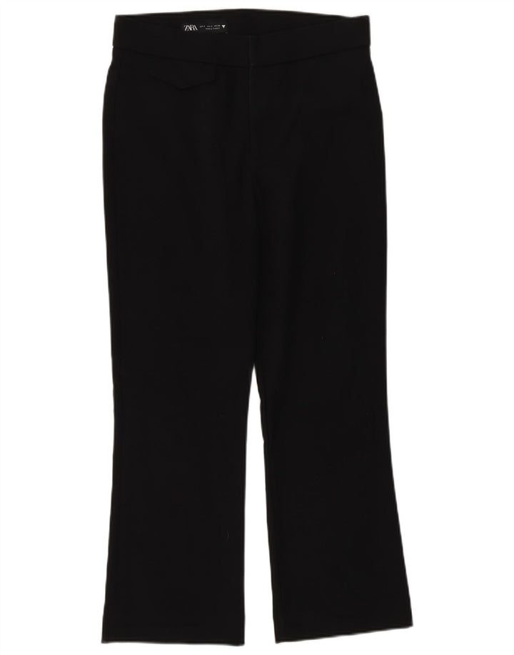 Zara Womens Bootcut Suit Trousers UK 10 Small  Black Cotton