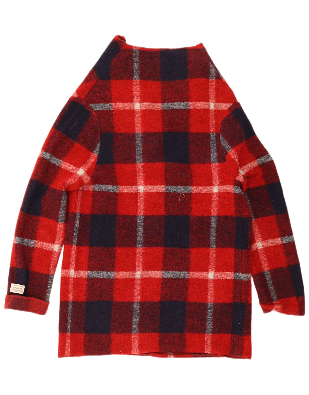 Woolrich Womens Longline Cardigan Sweater UK 10 Small Red Plaid Wool