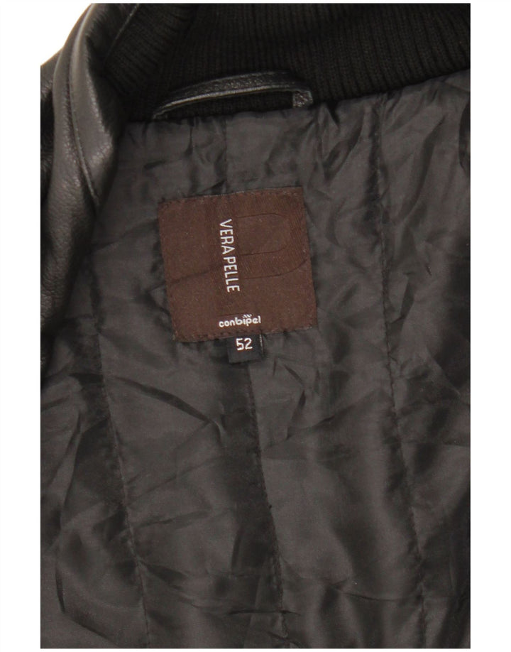 Conbipel Mens Leather Coat IT 52 Large Black Leather