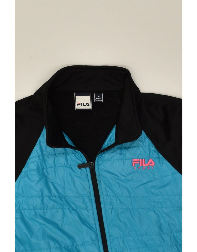 FILA Womens Tracksuit Top Jacket UK 14 Medium Blue Colourblock Polyester | Vintage Fila | Thrift | Second-Hand Fila | Used Clothing | Messina Hembry 