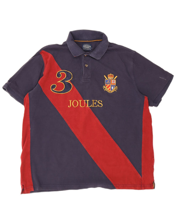 Joules Mens Graphic Polo Shirt 2XL Navy Blue Colourblock Cotton