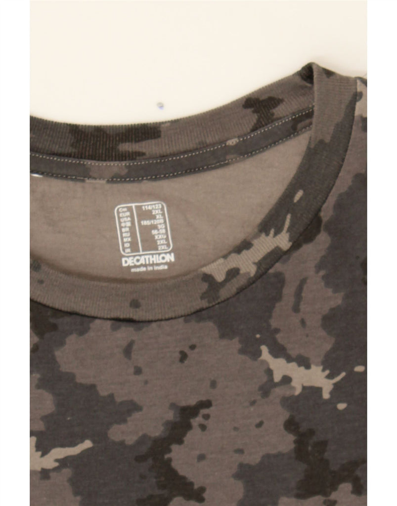 DECATHLON Mens T-Shirt Top 2XL Grey Camouflage Cotton Vintage Decathlon and Second-Hand Decathlon from Messina Hembry 