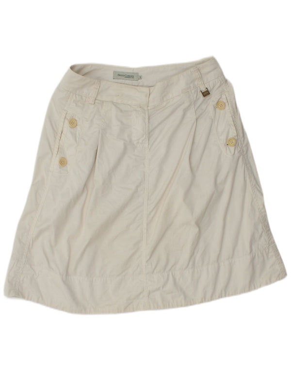 HENRY COTTONS Womens A-Line Skirt IT 44 Medium W30 White Cotton