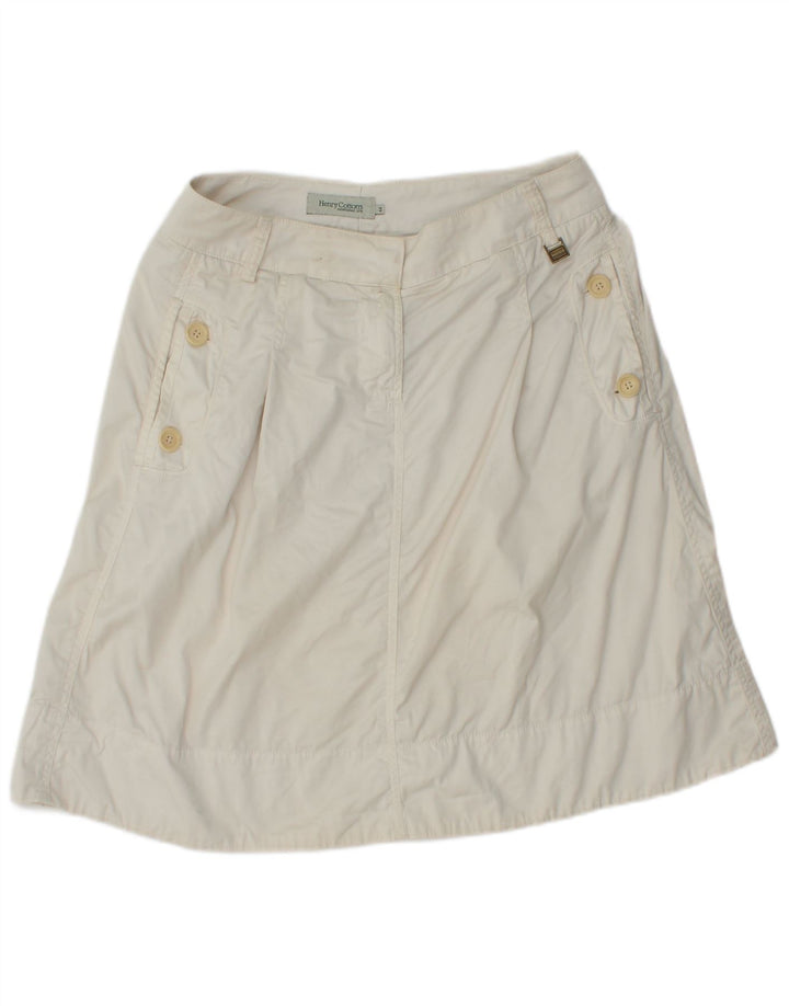 HENRY COTTONS Womens A-Line Skirt IT 44 Medium W30 White Cotton