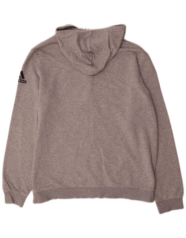 Adidas Mens Zip Hoodie Sweater 2XL Grey Flecked Cotton