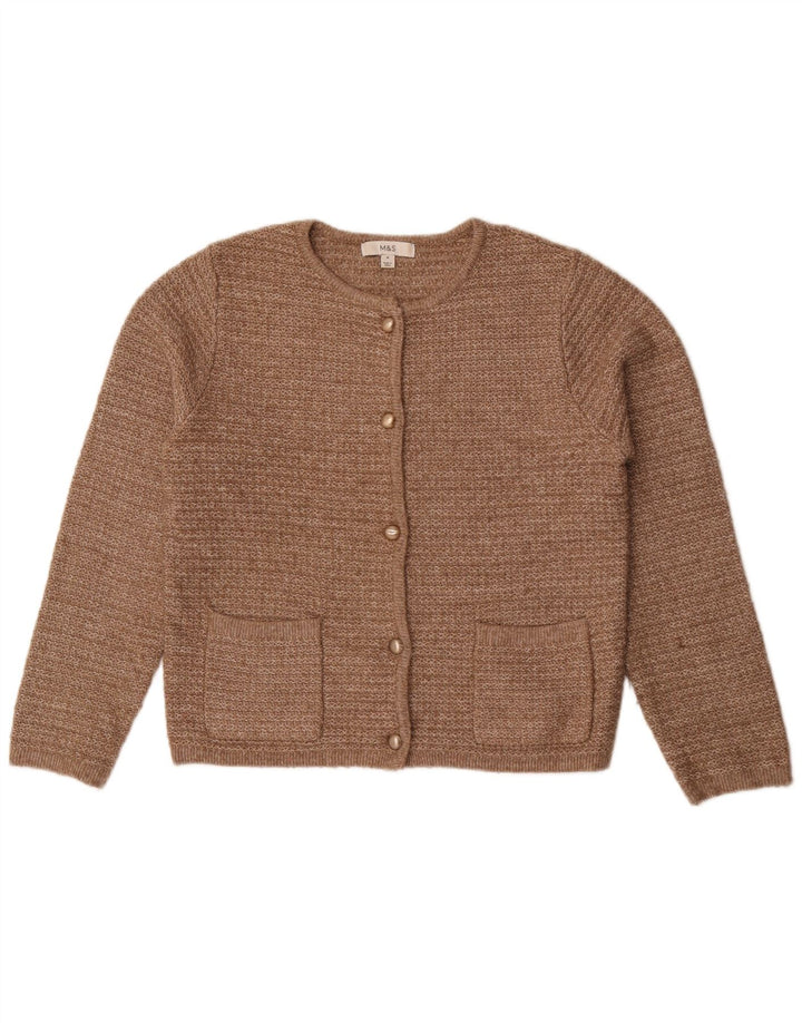 Marks & Spencer Womens Cardigan Sweater UK 14 Medium Brown Polyester