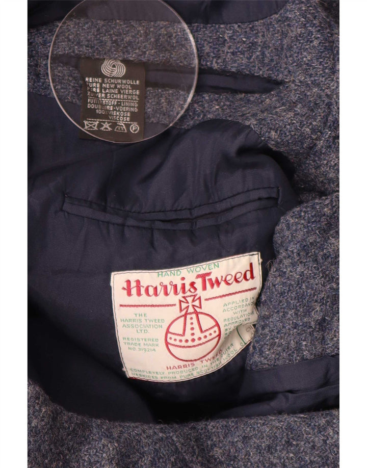 Harris Tweed Mens 3 Button Blazer Jacket UK 40 Large Navy Blue New Wool