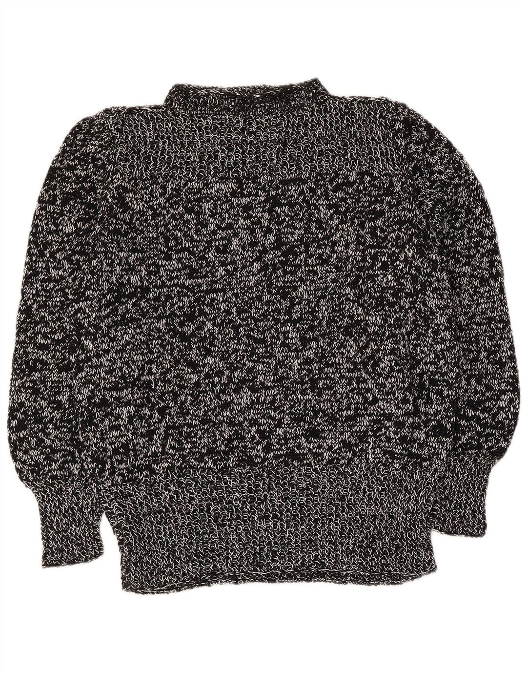 Vintage Womens Turtle Neck Jumper Sweater UK 14 Medium Black Flecked