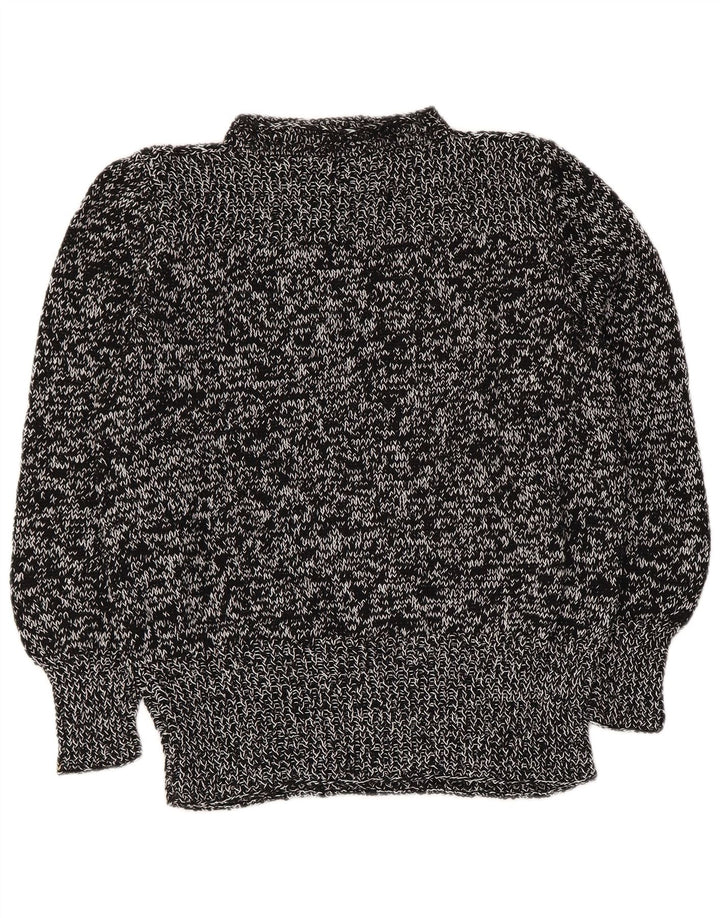 Vintage Womens Turtle Neck Jumper Sweater UK 14 Medium Black Flecked