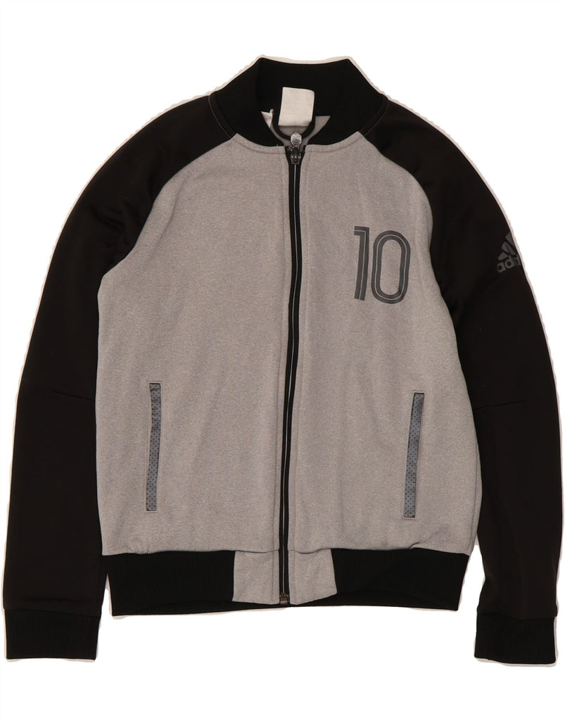 ADIDAS Boys Graphic Tracksuit Top Jacket 9-10 Years Grey Colourblock Vintage Adidas and Second-Hand Adidas from Messina Hembry 