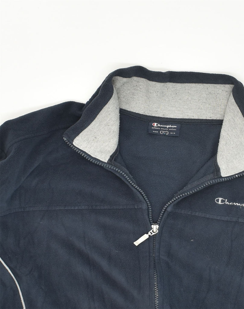 CHAMPION Mens Slim Fleece Jacket UK 42 XL Navy Blue | Vintage Champion | Thrift | Second-Hand Champion | Used Clothing | Messina Hembry 