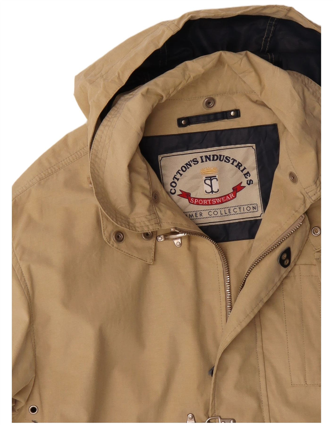 COTTON'S INDUSTRIES Mens Hooded Utility Jacket UK 42 XL Beige