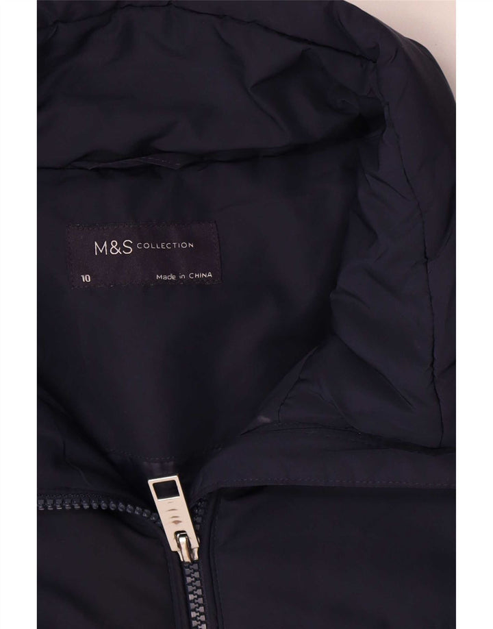 Marks & Spencer Womens Padded Jacket UK 10 Small Navy Blue Polyester