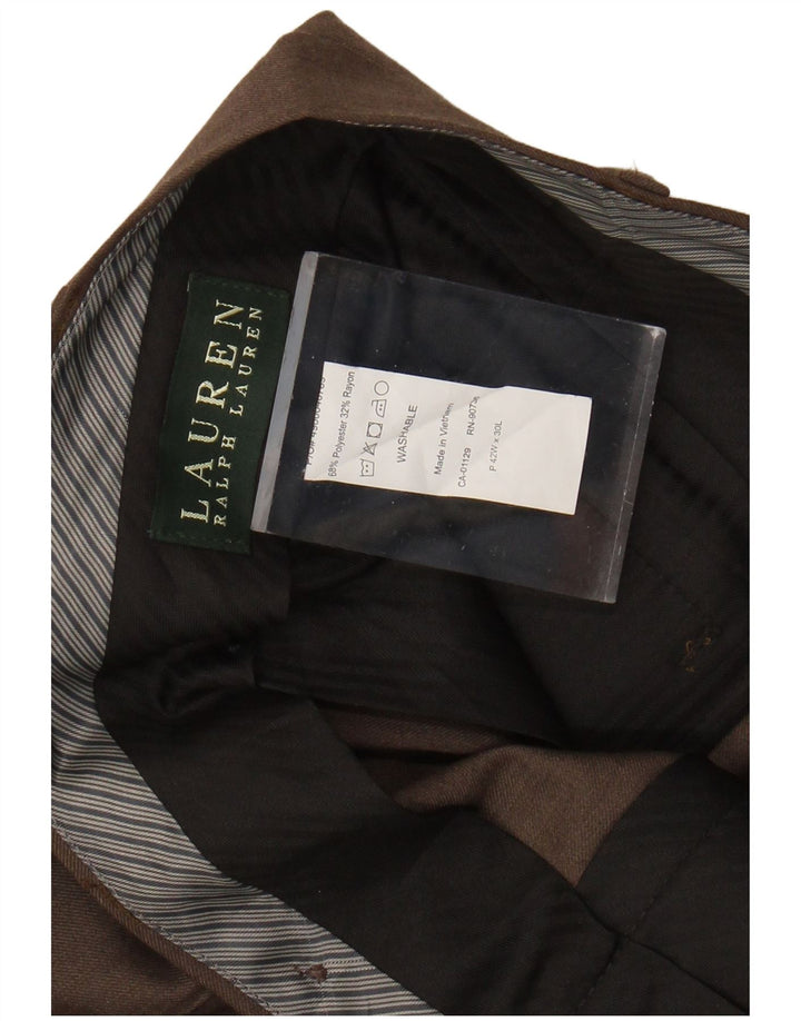 RALPH LAUREN Mens Pegged Suit Trousers W42 L30 Brown Polyester