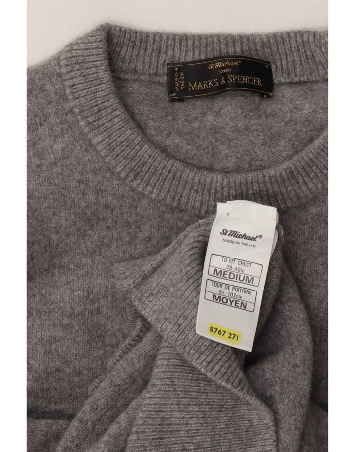 Marks & Spencer Mens Crew Neck Jumper Sweater Medium Grey Wool