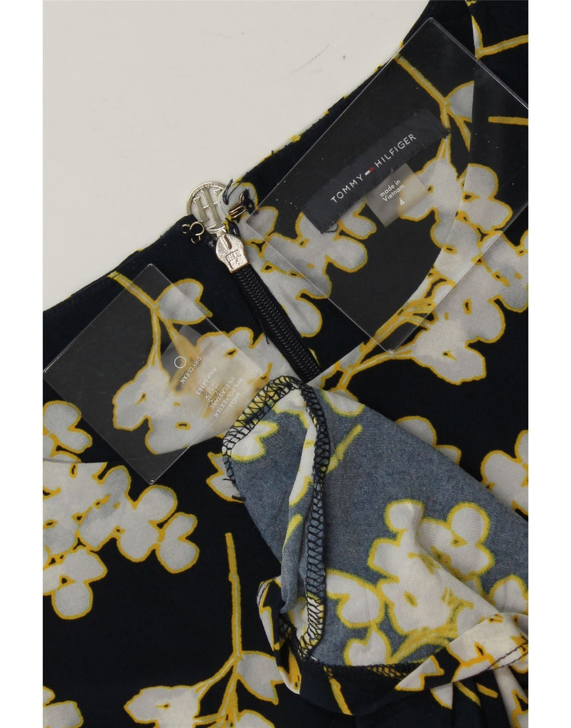 TOMMY HILFIGER Womens Long Sleeve A-Line Dress US 4 Small Black Floral Vintage Tommy Hilfiger and Second-Hand Tommy Hilfiger from Messina Hembry 