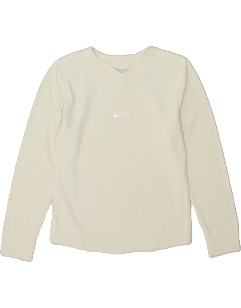 NIKE Womens Sweatshirt Jumper UK 10/12 Medium Off White Cotton | Vintage Nike | Thrift | Second-Hand Nike | Used Clothing | Messina Hembry 