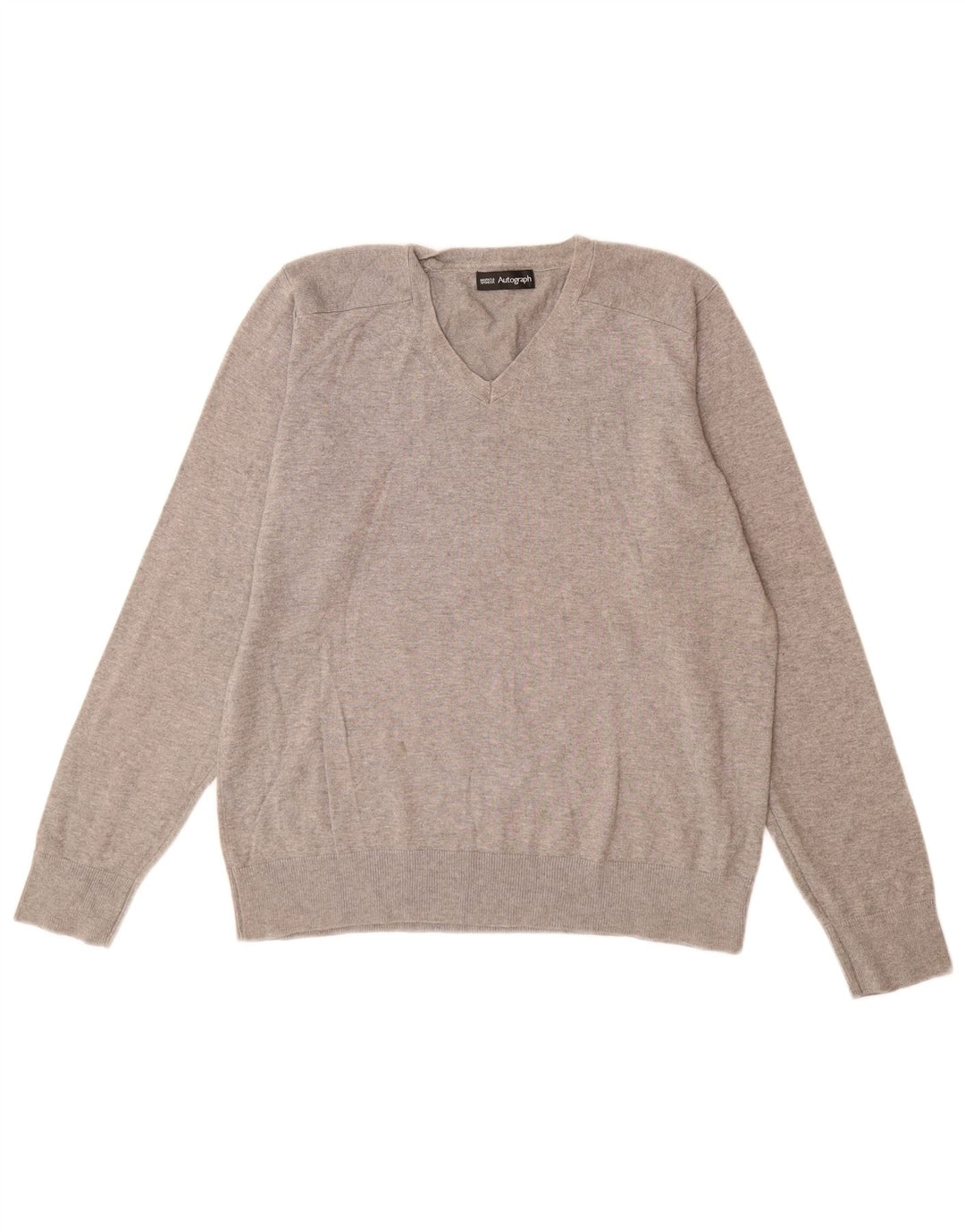 Marks & Spencer Womens Autograph V-Neck Jumper Sweater UK 14 Medium Grey