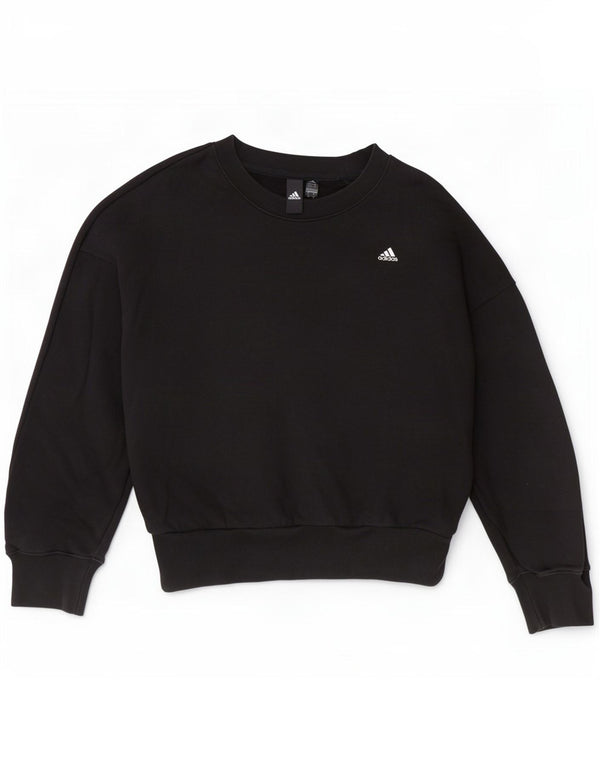 Adidas Womens Oversized Sweatshirt Jumper UK 8/10 Small Black Cotton