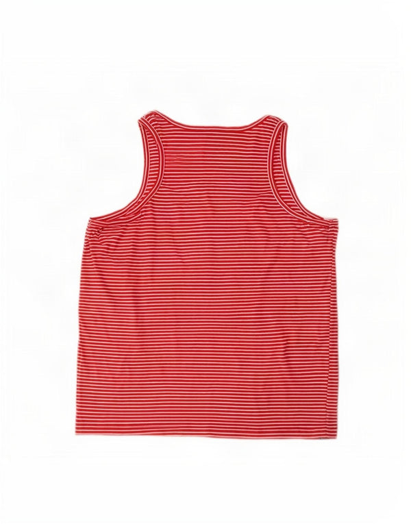 Superdry Womens Vest Top UK 14 Large Red Striped Cotton