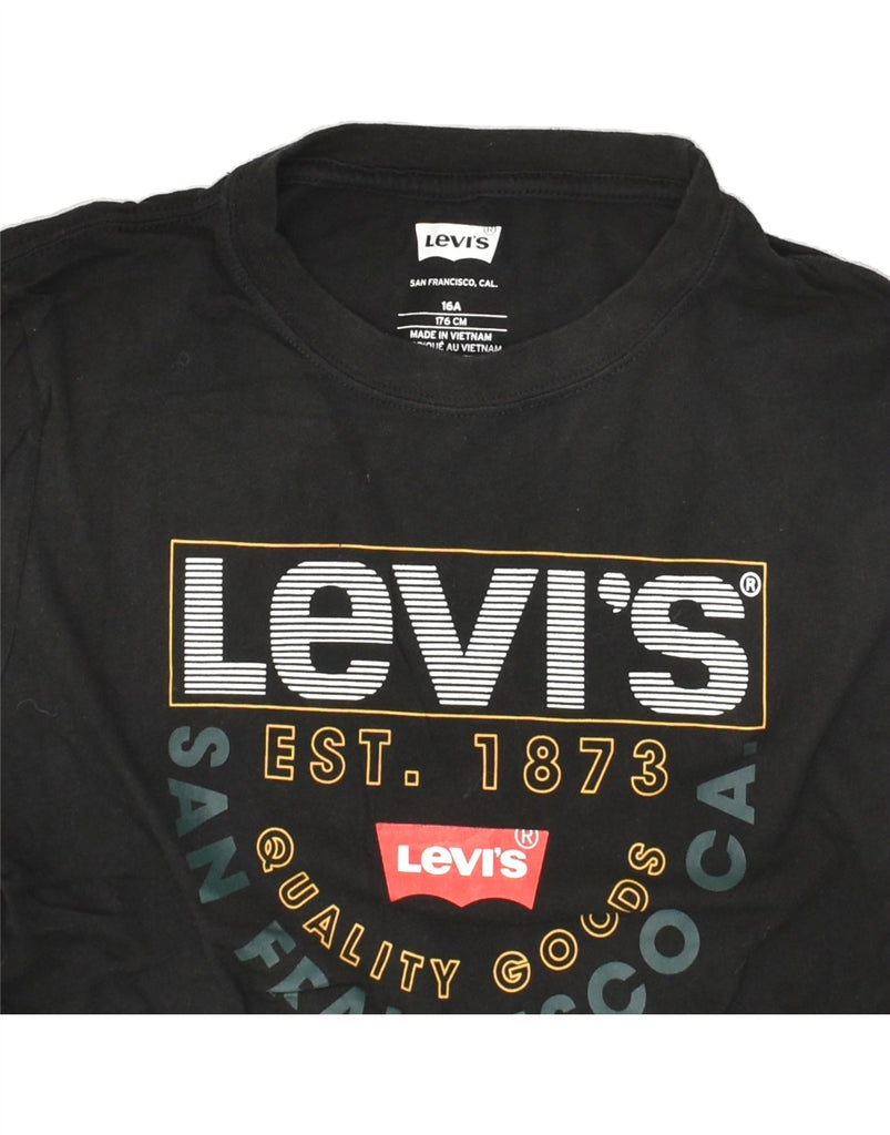 LEVI'S Boys Graphic T-Shirt Top 15-16 Years Black Cotton | Vintage Levi's | Thrift | Second-Hand Levi's | Used Clothing | Messina Hembry 