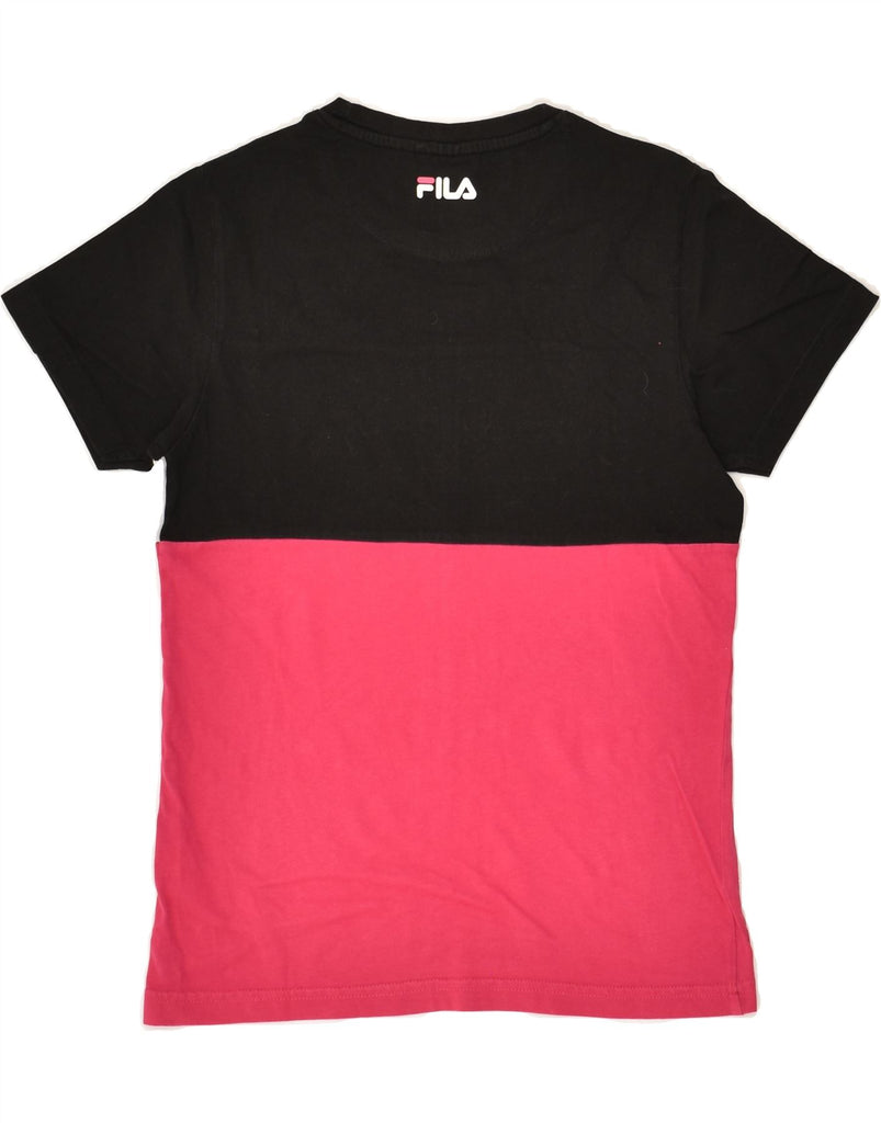 FILA Girls Graphic T-Shirt Top 9-10 Years Black Colourblock Cotton | Vintage Fila | Thrift | Second-Hand Fila | Used Clothing | Messina Hembry 