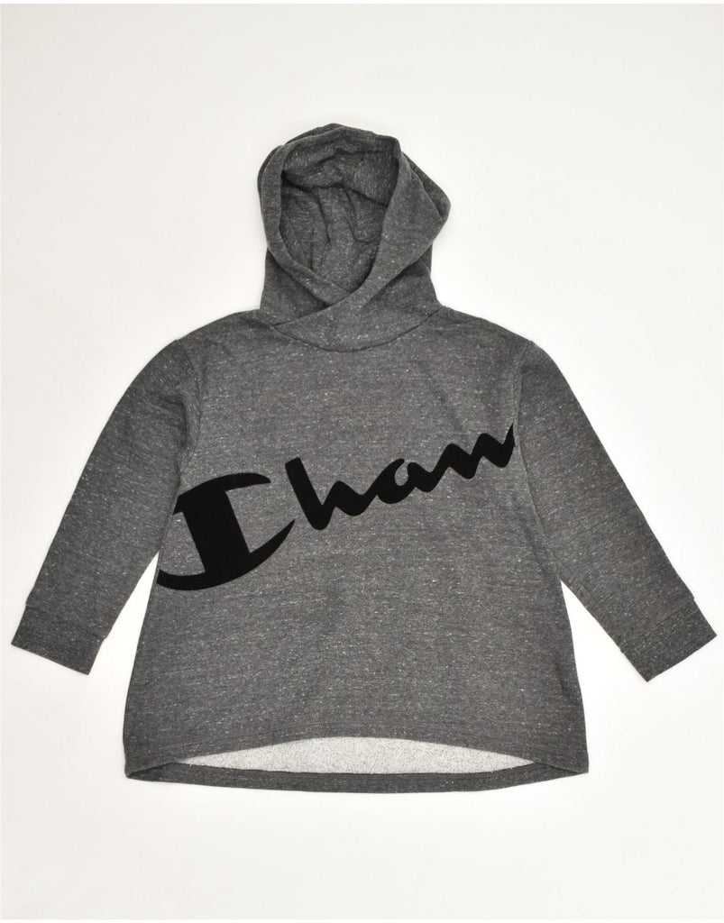 CHAMPION Girls Graphic Hoodie Jumper 7-8 Years Grey Cotton | Vintage Champion | Thrift | Second-Hand Champion | Used Clothing | Messina Hembry 