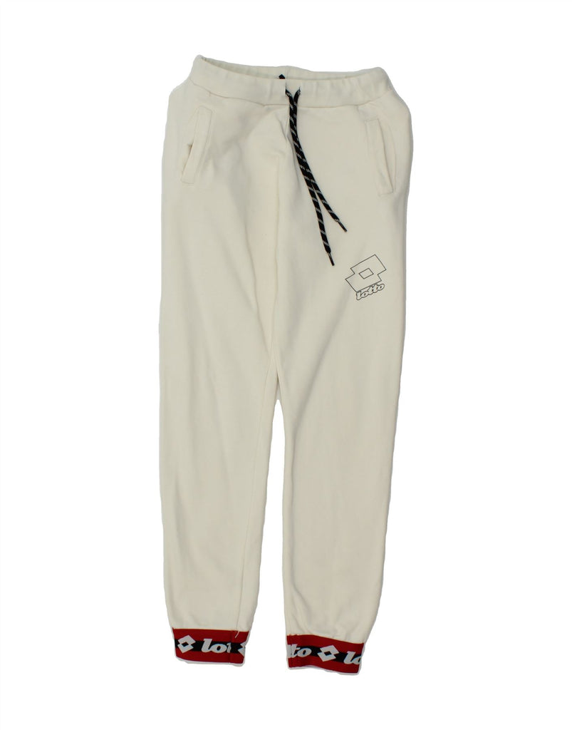 LOTTO Womens Graphic Tracksuit Trousers Joggers UK 6 XS White Vintage Lotto and Second-Hand Lotto from Messina Hembry 