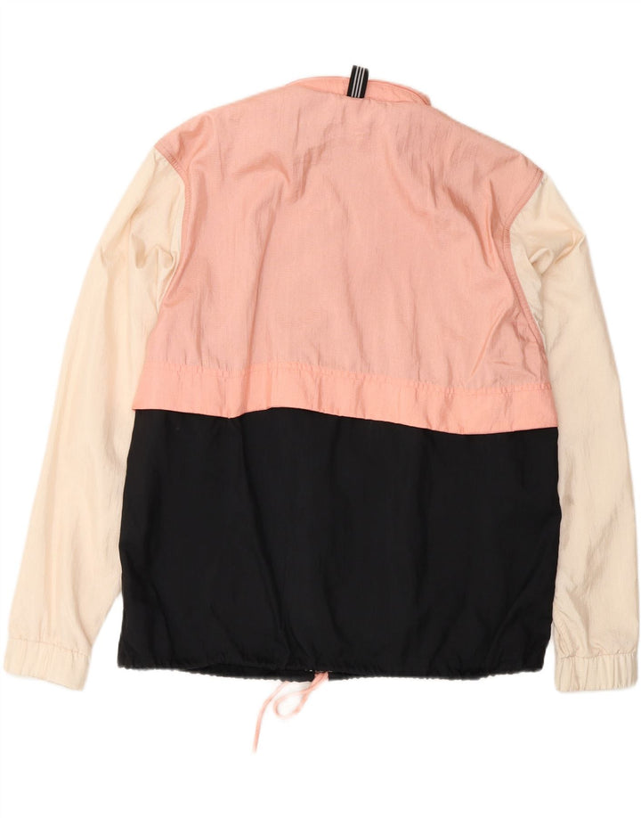 Adidas Womens Oversized Rain Jacket UK 6 XS Pink Colourblock Nylon