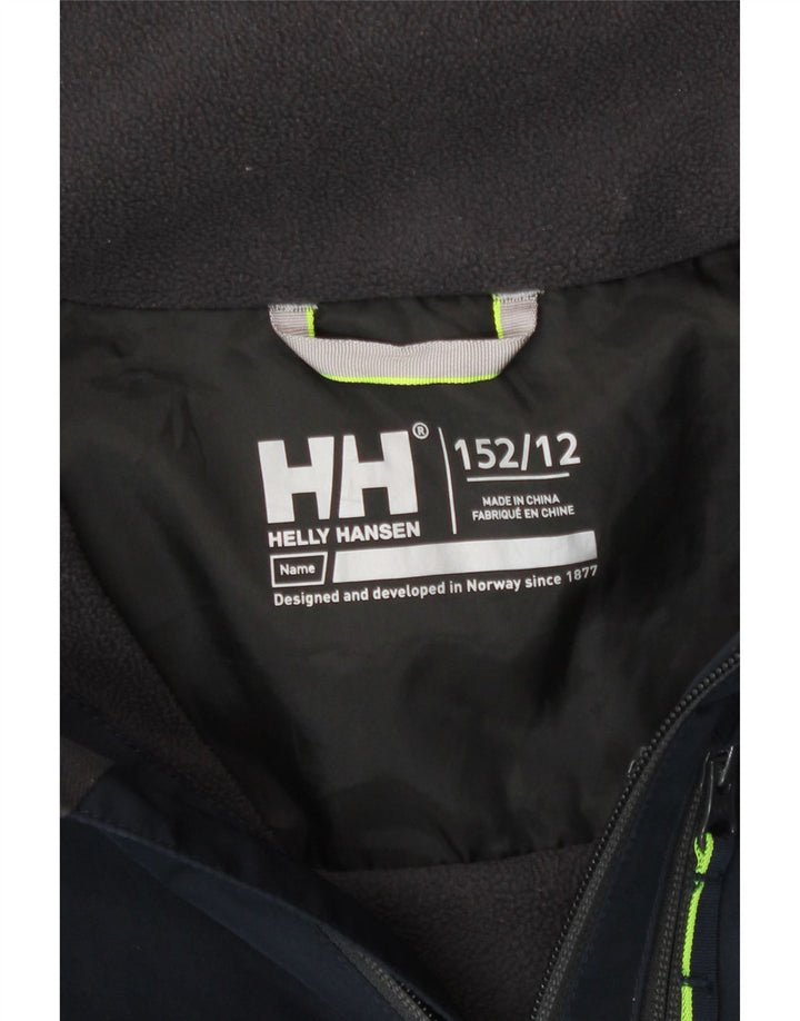 Helly Hansen Boys Graphic Hooded Windbreaker Jacket 11-12 Years Navy Blue