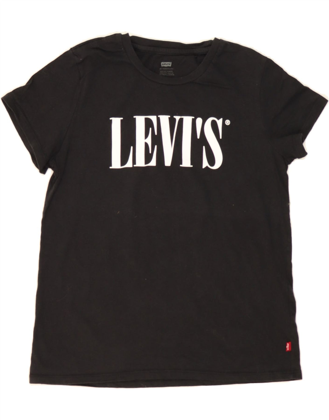 LEVI'S Womens Graphic T-Shirt Top UK 14 Large Black Cotton Vintage Levi's and Second-Hand Levi's from Messina Hembry 