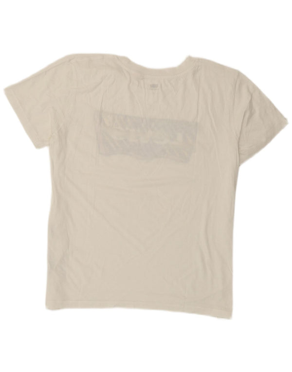 Levi's Womens Graphic T-Shirt Top UK 14 Medium White Cotton