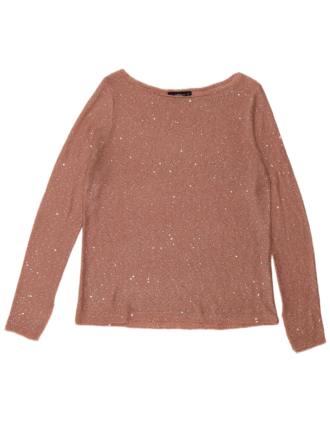 Zara Womens Boat Neck Jumper Sweater UK 14 Medium Pink