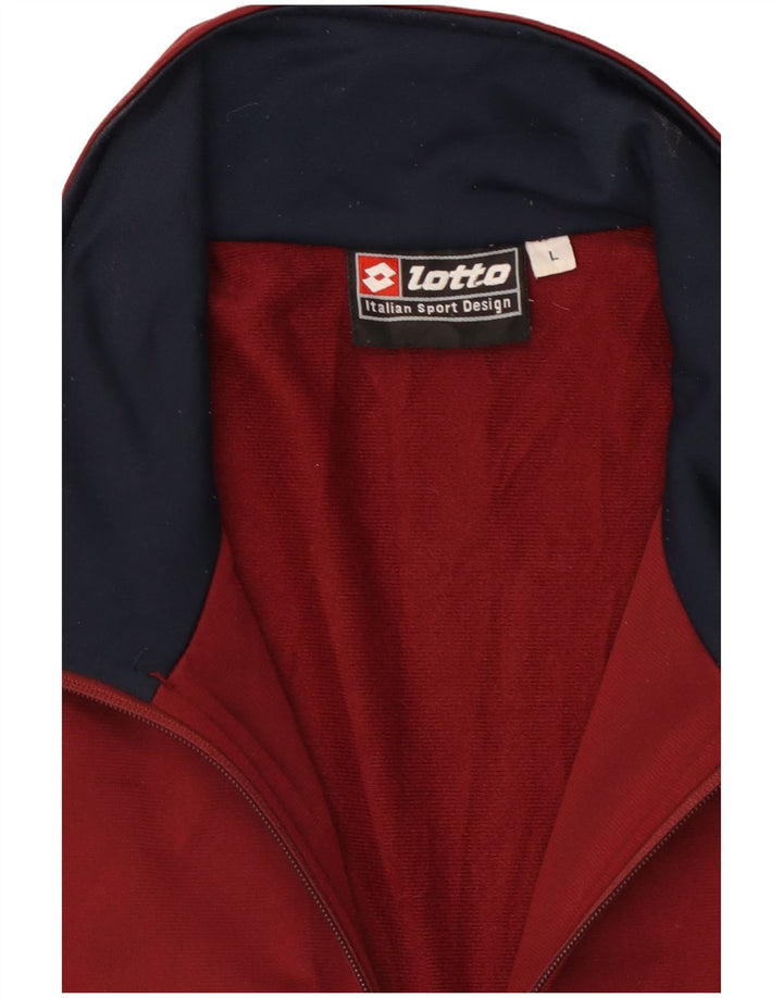 Lotto Mens Graphic Tracksuit Top Jacket Large Burgundy Colourblock