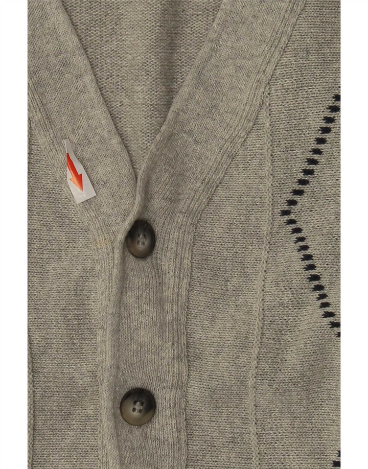 Roger Kent Mens Cardigan Sweater IT 52 Large Grey Argyle/Diamond