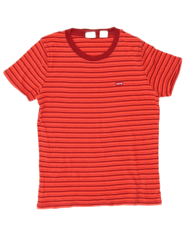 Levi's Womens T-Shirt Top UK 10 Small Red Striped